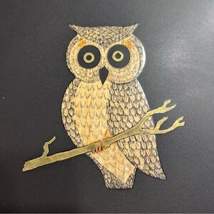 Vintage Mid Century Modern Couroc Of Monterey Inlaid Owl 10.5 Round Serving Tray